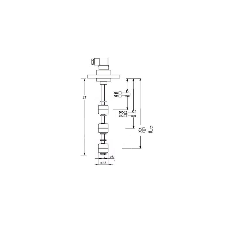 INDICADOR CON BRIDA PVC, 2 CONTACTOS EN INOX 316