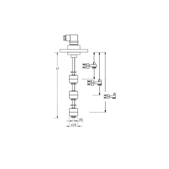 INDICADOR CON BRIDA PVC, 2 CONTACTOS EN INOX 316