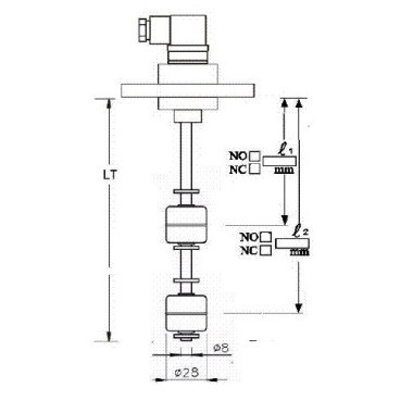 INDICADOR CON BRIDA PVC, 2 CONTACTOS EN INOX 316