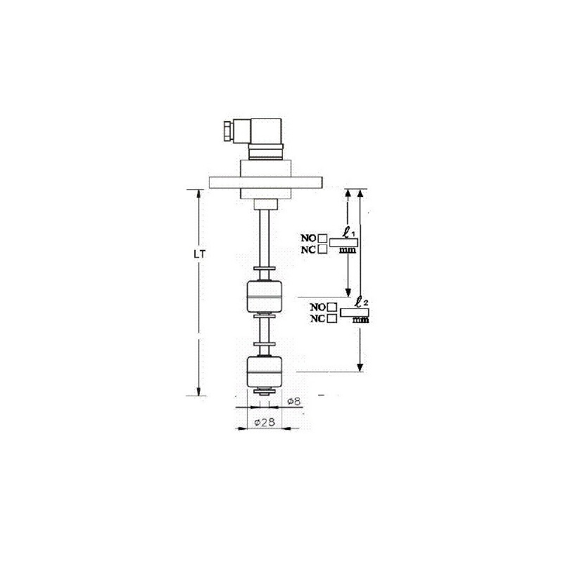 INDICADOR CON BRIDA PVC, 2 CONTACTOS EN INOX 316