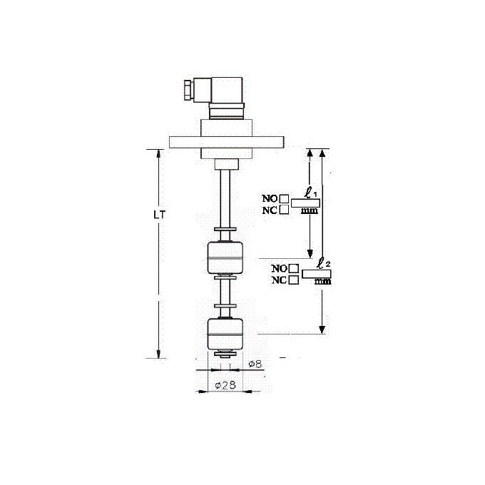 INDICADOR CON BRIDA PVC, 2 CONTACTOS EN INOX 316